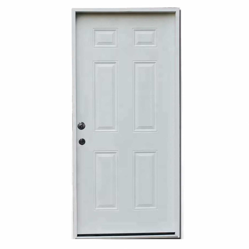 6-Panel Smooth Fiberglass Prehung Exterior Door