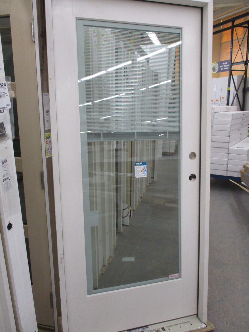 Surplus 3/0 x 6/8 Full Lite Fiberglass Door with Mini Blinds