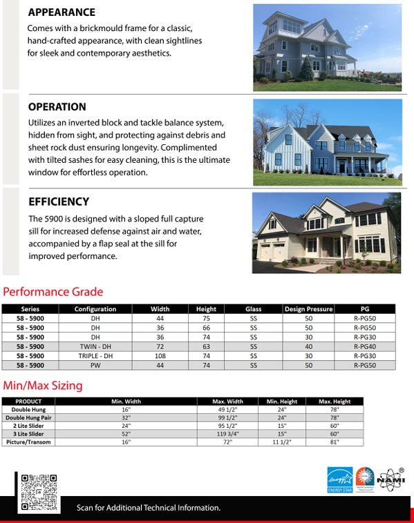 Vinyl New Construction Double Hung Window with Grids