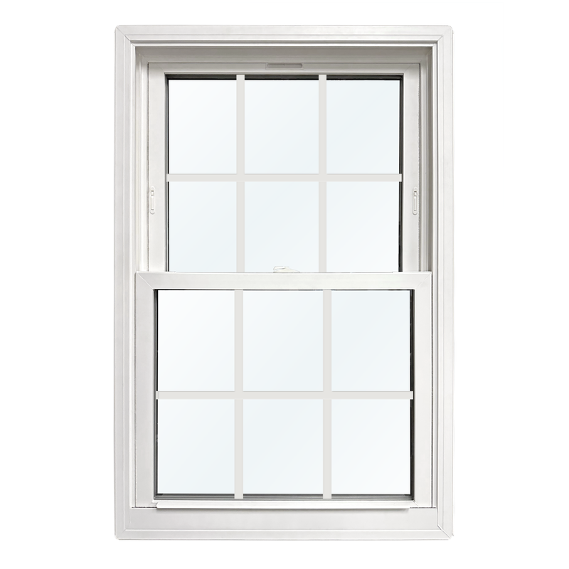 Vinyl New Construction Double Hung Window with Grids