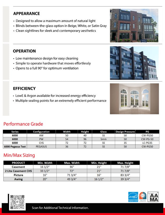 United 6000 Series casement window sell sheet