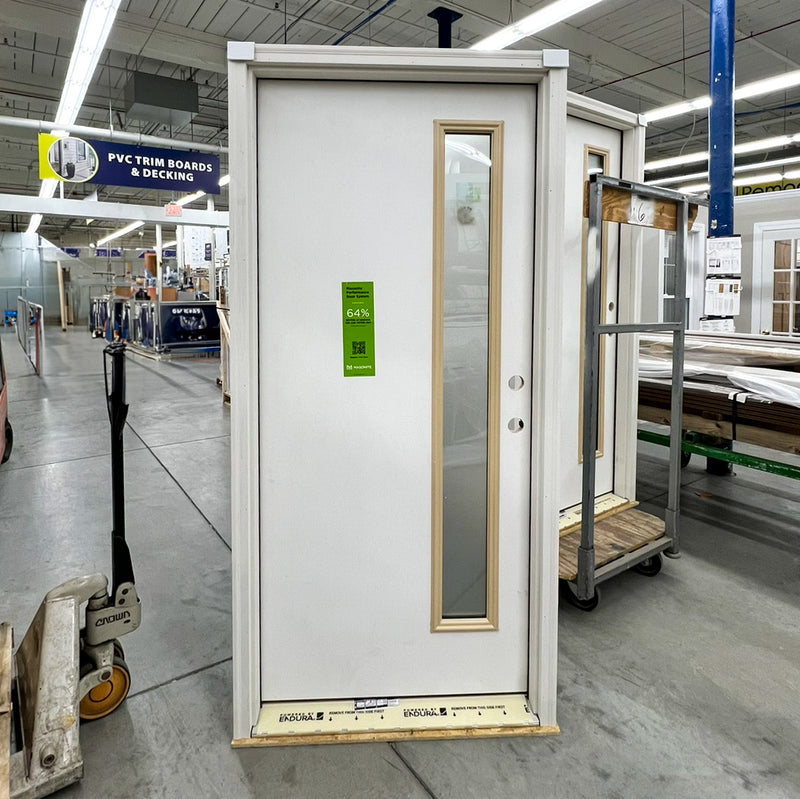 Surplus (Overstock) Smooth Fiberglass Door with Textured Glass RHIS