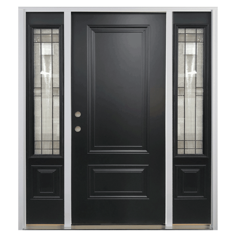 Exterior 2-Panel Steel Door with Portrait Glass Sidelites