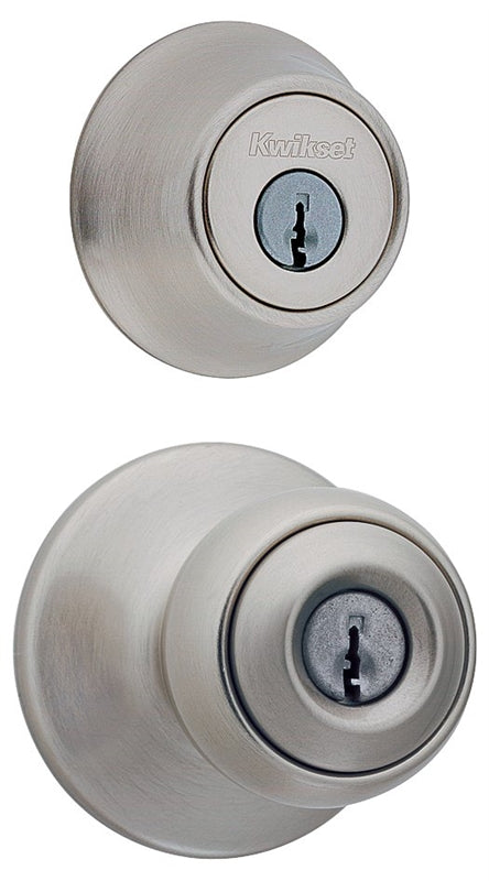 Kwikset 690P15CP6ALRCSK6 Knob Lockset, 3 Grade, Keyed Key, Satin Nickel, 2-3/8 x 2-3/4 in Backset, K6 Keyway