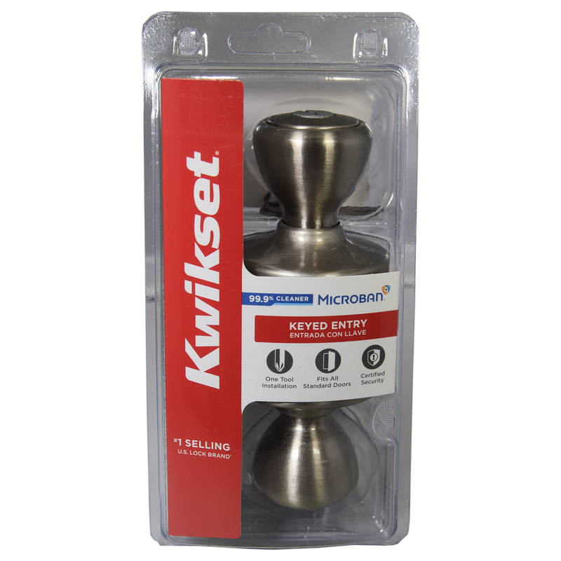 Kwikset 400T-15 CP Keyed Entry Knob, Steel, Satin Nickel