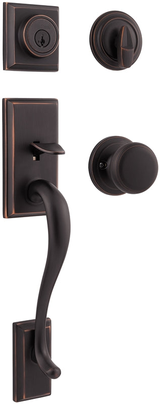 Kwikset 800HEXJ11PSMTCP Handleset, 1 Grade, Brass, Venetian Bronze, 2-3/8 x 2-3/4 in Backset, KW1 Keyway