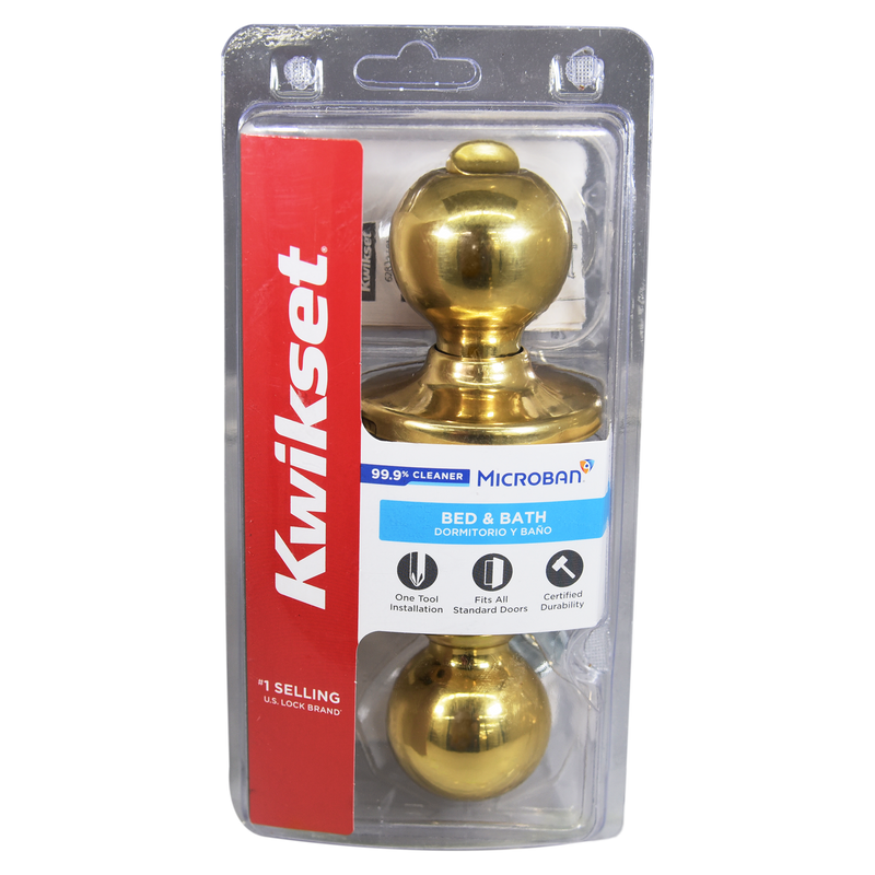 Kwikset 300P3CP Privacy Door Knob, Polished Brass