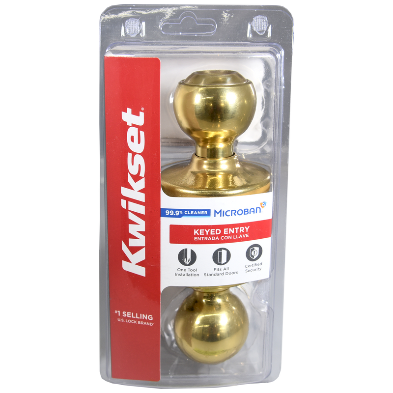 Kwikset 400P3CPK6 Keyed Entry Knob, Polished Brass