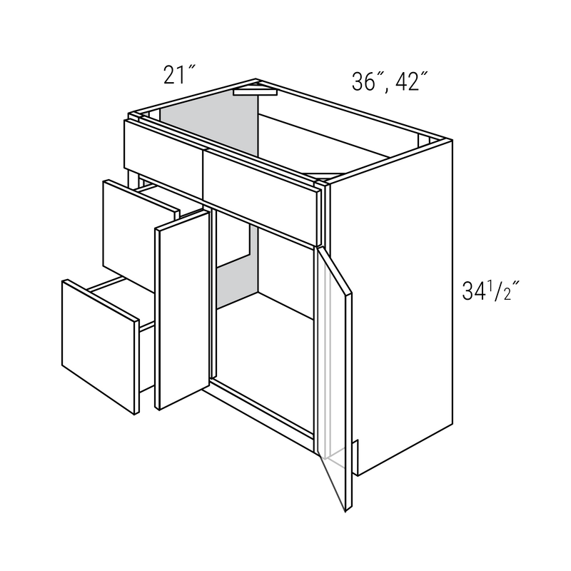 Amesbury Vanity with Doors, 2 Drawers on Left