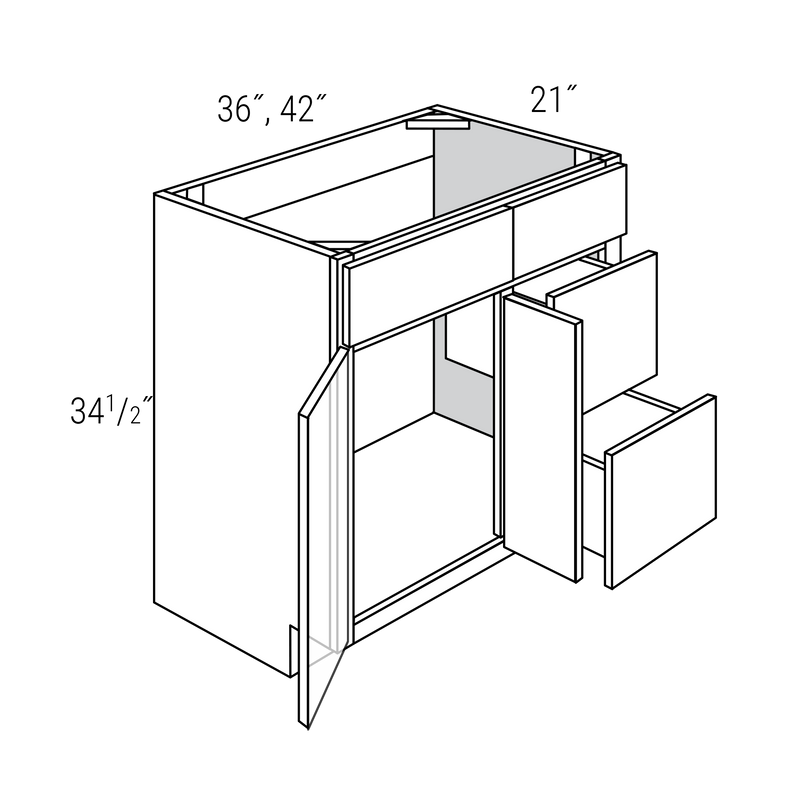 Amesbury Vanity with Doors, 2 Drawers on Right