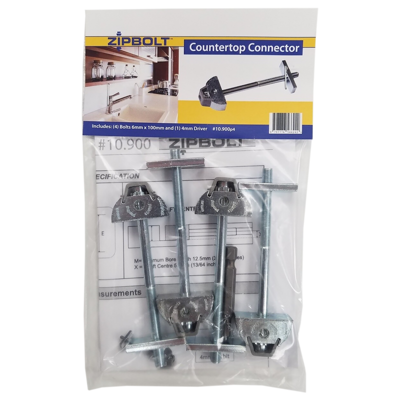 Zipbolt Drawbolt Counter Top Connector 4 Pack